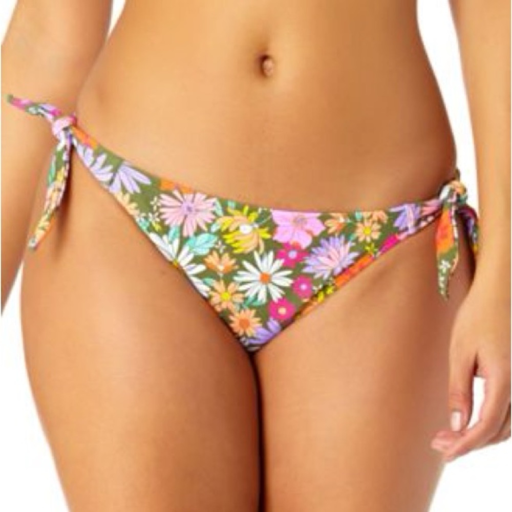 120 NWT Juniors' Printed Side-Tie Floral Print Bikini Bottoms
